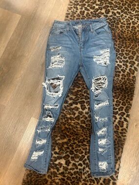 Ripped High-Rise Women’s Jeans - Light Blue